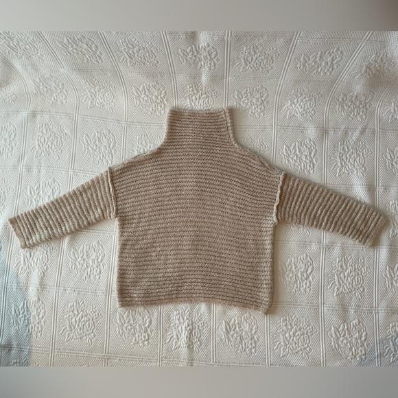Aerie Babe Chenille Cowl Turtleneck Sweater Soft Satin/Cream/Tan XS - Picture 4 of 12